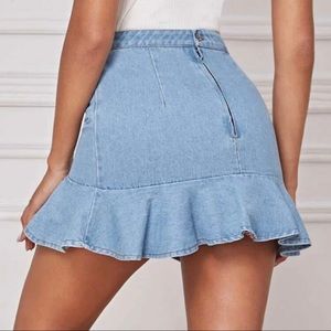 Denim Ruffle Hem Skirt